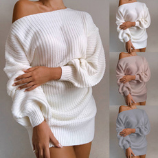 strapless, Fashion, sweater dress, lanternsleeve