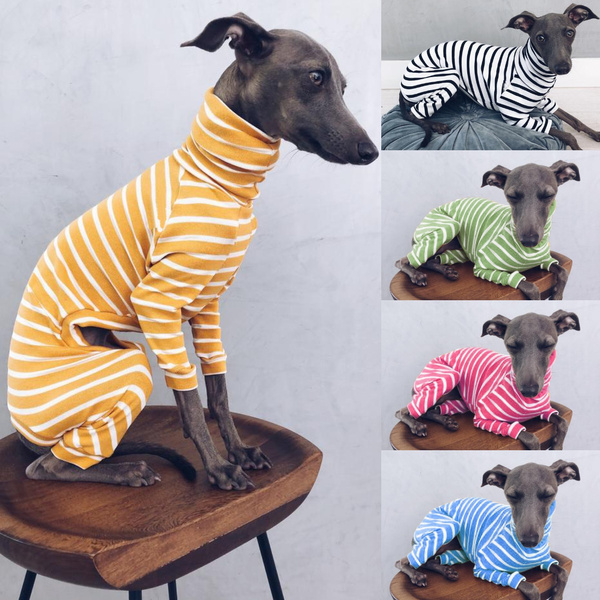 Pet Cat Dog Pyjamas Sighthound Italian Greyhound Striped Shirt Tops ...