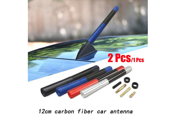 Eyourlife 2pcs/1Pcs Trd Black Carbon Fiber Antenna Universal Car Antenna  Signal Carbon Fiber Antenna Car Radio Antenna