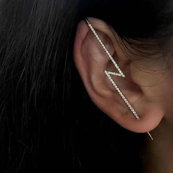 Ear Cuffs Crawler Hook Earrings for Women Gold Hypoallergenic Piercing Ear Wrap Climbers Earrings Simple Pearl Cubic Zirconia Rhinestone Hoop Earrings 