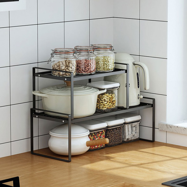 Space Saving Rack Stackable Kitchen Shelving Organizer Rack Shelf Adjustable Kitchen Cabinet Wish