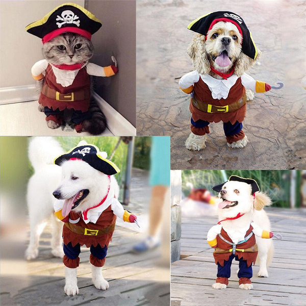 Funny Pet Cat Costumes Pirate Skull Pattern Halloween Party Costume ...