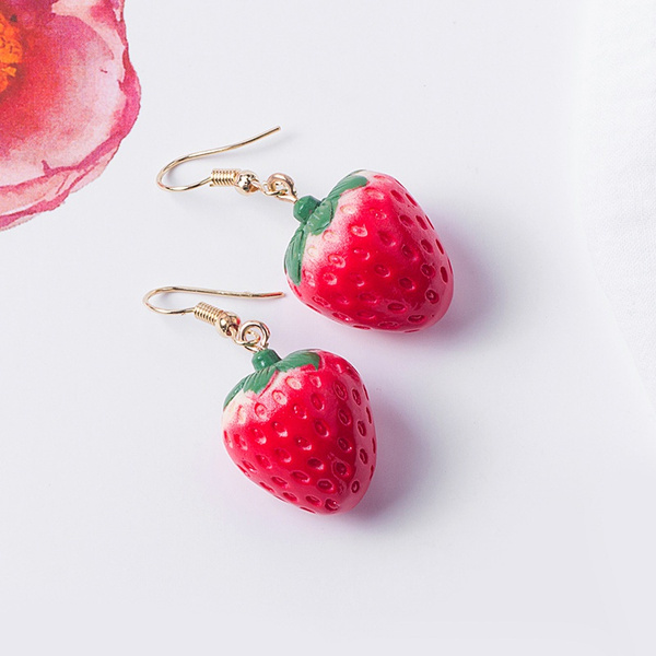 Buy Kawaii Strawberry Dangle Earrings//stainless Steel. Online in India -  Etsy