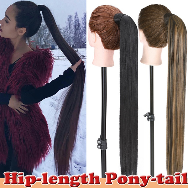 32 inches 81CM Super Long Ponytails Silky Straight Synthetic Hair Clip In  Real Soft Hairpieces Wrap Around Clip In Ponytail Extension Long Wigs For  Women | Wish