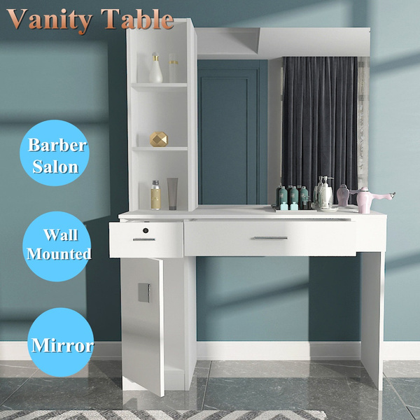 Vanity Table With Mirror Barber Salon, Wall Mounted Bedroom Vanity