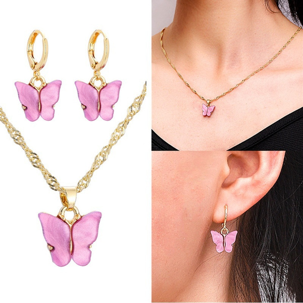 delicate blue eyes crystal swan necklace earrings set – Ocean Fashion