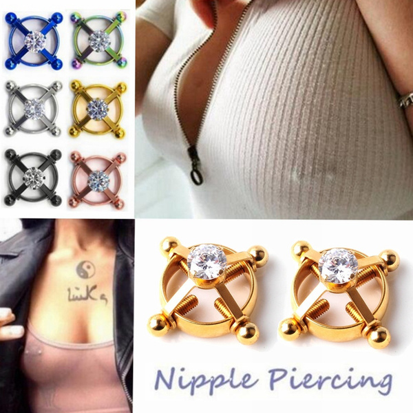 Steel Non-Piercing Adjustable Screw Clamp Nipple Ring 