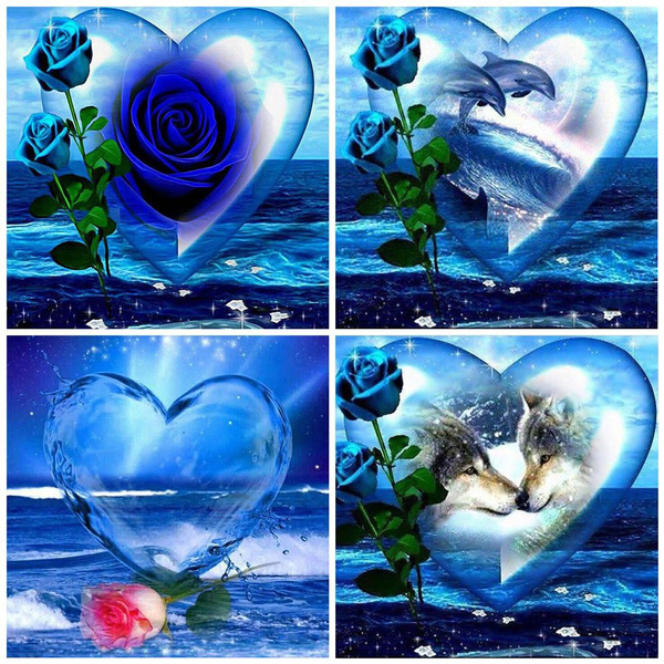 Flower And Heart Love Art Diy 5d Diamond Painting Full Drill With Number Kits Home And Kitchen Fashion Crystal Rhinestone Cross Stitch Embroidery Paintings Canvas Pictures Wall Decoration Gifts Arts And Crafts