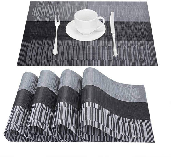 PVC Placemats For Dining Table,Washable Non-Slip Heat Resistant Kitchen  Table Mats,Tableware Decor for Home Table