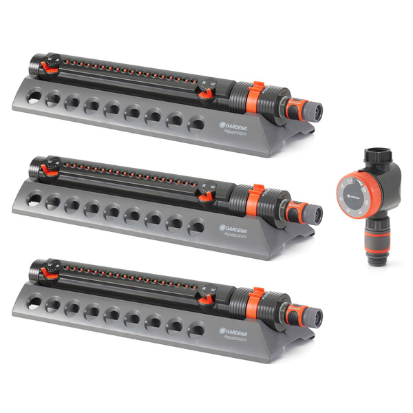 Gardena Aquazoom Oscillating Lawn Sprinkler 3 Pack Bundle With 1 Water Timer Wish
