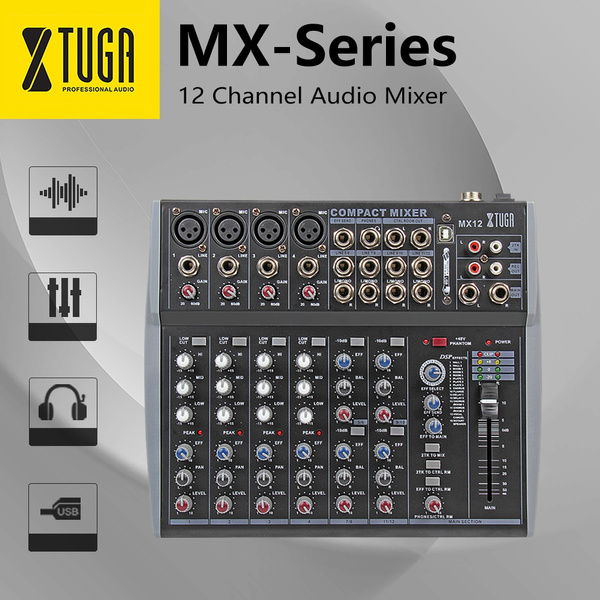XTUGA MX-SERIES 12 Channels 3-Band EQ Audio Music Mixer Mixing Console ...