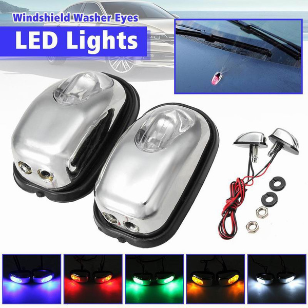 led 6 colors 2pcs set car truck auto water spray nozzle windshield washer wiper sprinkler light wish wish