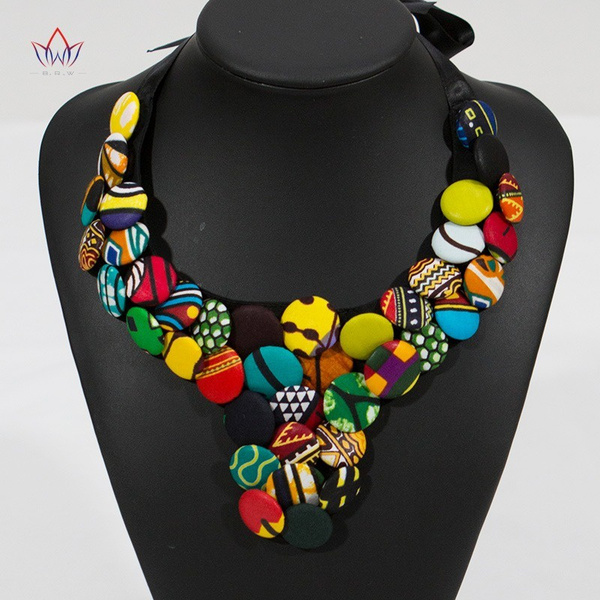 2020 Latest Bohemian Style Button Choker Necklace African Fabric Handmade Body Jewelry Necklaces & For BRW WYS23 | Wish