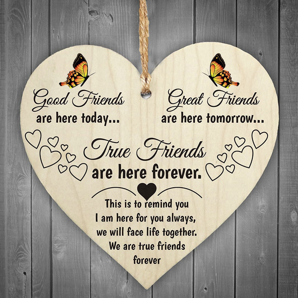 Friends Forever Wooden Hanging Heart Decoration Gift Oaktree