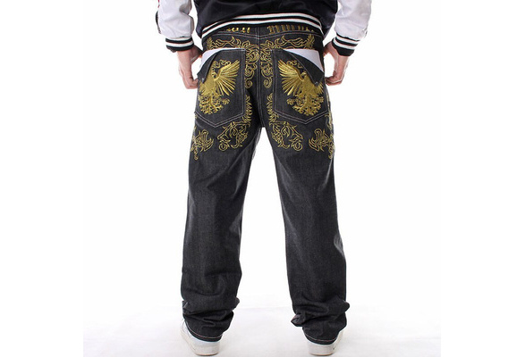 Gold Embroidery Pants  Hip hop trousers, Mens jeans, Skateboard pants