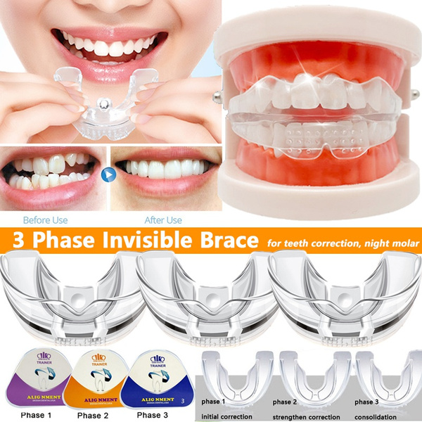 3 Phase Silicone Invisible Brace Teeth Correction Tooth Set Dental Teeth Orthodontic Appliance Teeth Corrector Braces Teeth Tray Night Molar Stage Correct Wish