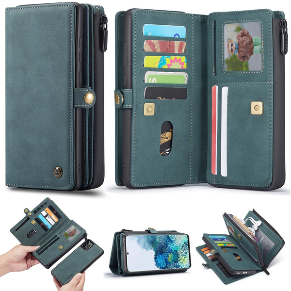 Double Magnetic Clasp Zipper Purse PU Leather Wallet Case with Credit Card Slot Holder Back Flip Cover for iPhone 12 Pro Max 6.7 inch 2020 Kowauri Wallet Case for iPhone 12 Pro Max Blue