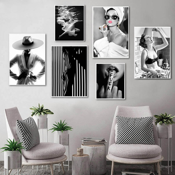 Zhaoyangeng Modern Abstract Wall Art Black White Bike Canvas Painting Posters and Prints Bedroom Living Room Decor 50X70Cmx2 Pcs No Frame