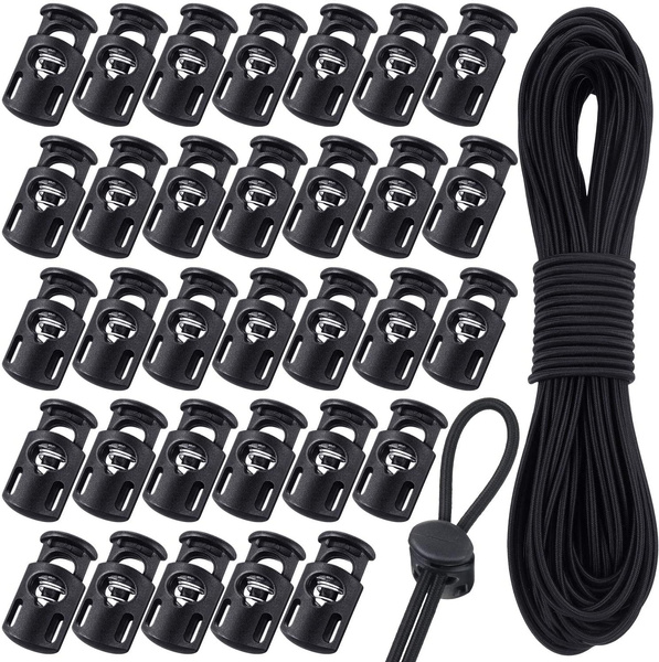 50 Pieces Cord Locks Spring Toggles Stoppers Plastic Single Hole End ...