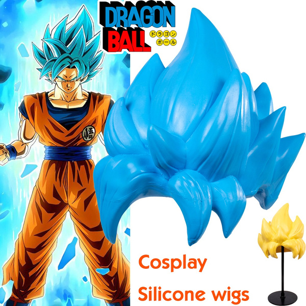 Anime Dragon Ball Super Cosplay Goku Super Saiyan Blue Silicone Wig Children Boys Girls Halloween Party Hair Saiyan Cosplay Wigs For Adults