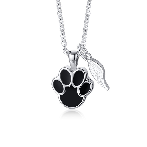 Pet Cat Dog Paw Print Cremation Jewelry for Ashes Urn Necklace Keepsake ...