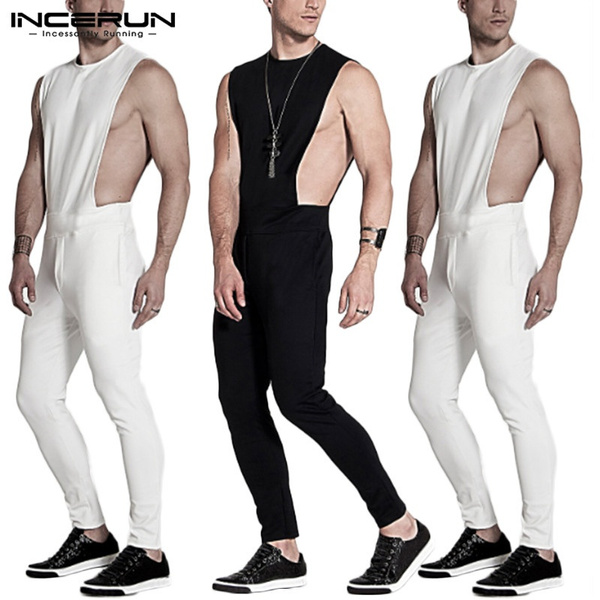 Spelling Nucleair Ongewapend Men's Fashion Sleeveless Jumpsuit Pajamas Casual Solid Color Rompers Home  Wear Overall | Wish