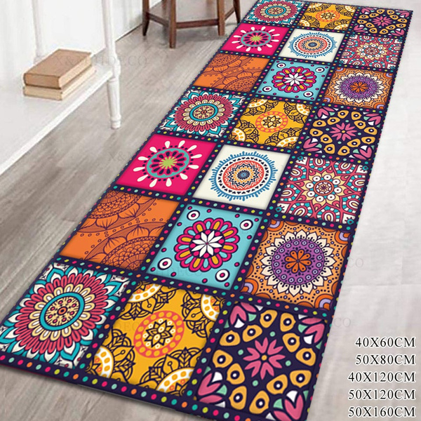 Indian Mandala Non-Slip Area Rugs 5'x4' Home Decor Vishuddha Chakra Floral Floor Mat Living Room Bedroom Carpets Doormats 