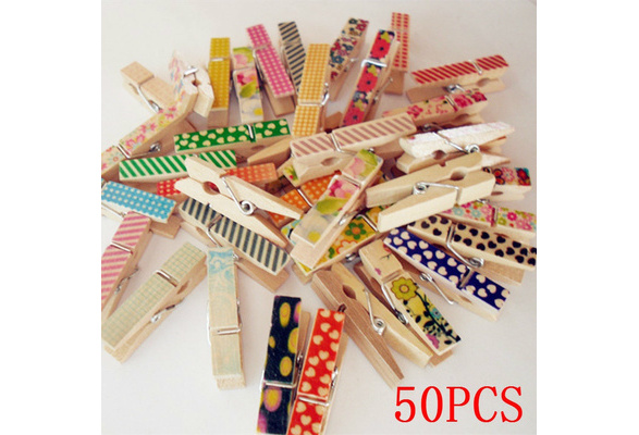 Wholesale Very Small Mine Size 25mm Mini Natural Wooden Clips For Photo  Clips Clothespin Craft Decoration Clips Pegs 50pcs