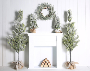 Christmas, Wall, wreath, Tree