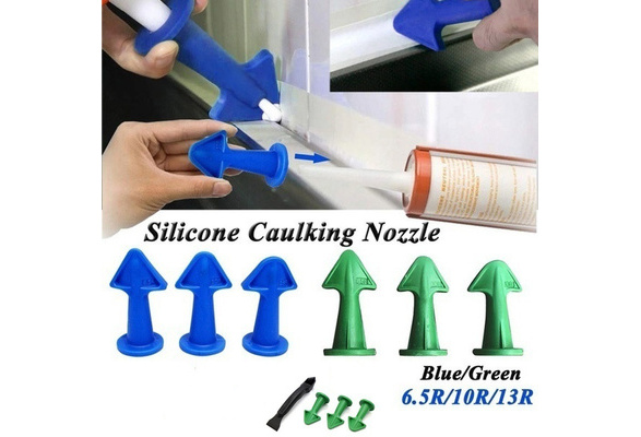 Sink Joint Silicone Caulking Tools Sealant Nozzle,Caulking Epoxy Piston Nozzle Accessories,Great Tools for Kitchen Bathroom Window 3 in 1 Silicone Caulking Tools,Caulk Nozzle Applicator Green