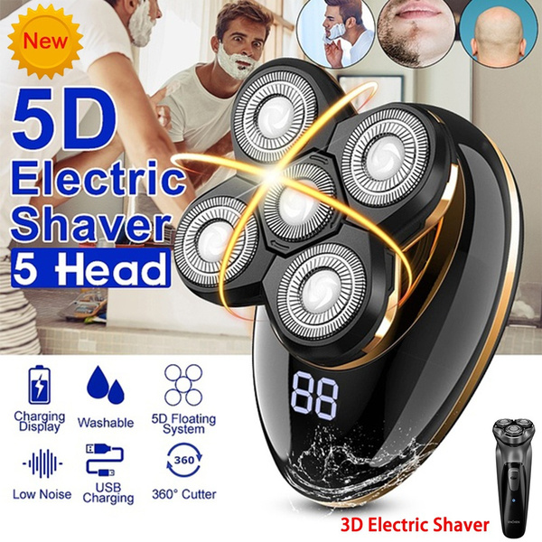 5D Rotary Electric Shaver for Men Rechargeable Bald Head Razor Beard ...