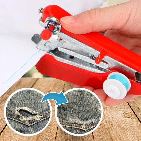 Handheld Mini Sewing Machine, Small Portable Lightweight Manual Handy  Stitch Sew Device, Cordless Fabric Quick Hand Stitching Machines for  Beginners Stitcher, Kids Own Heavy Duty Held Personal Fabrics Sewer, Best  Simple Compact