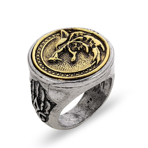 financieel Dank u voor uw hulp aanplakbiljet The Witcher 3: Wild Hunt Wolf Head Ring Viking Warrior Vintage Men's Ring |  Wish