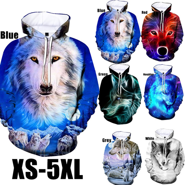 red and blue wolf hoodie