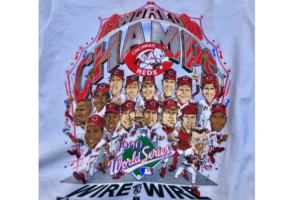 1990 Cincinnati Reds World Series Champions Team Caricature Gildan Shirt  DL143