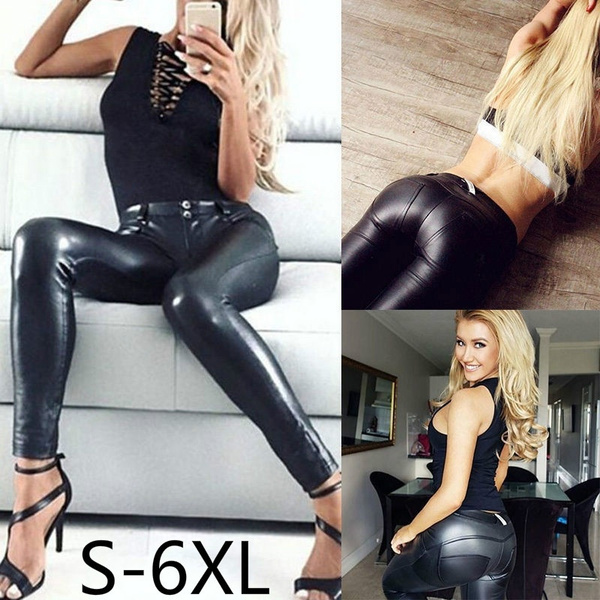 Ladies High Waist Faux Leather Leggings-Black – MZ's Stuff and Things