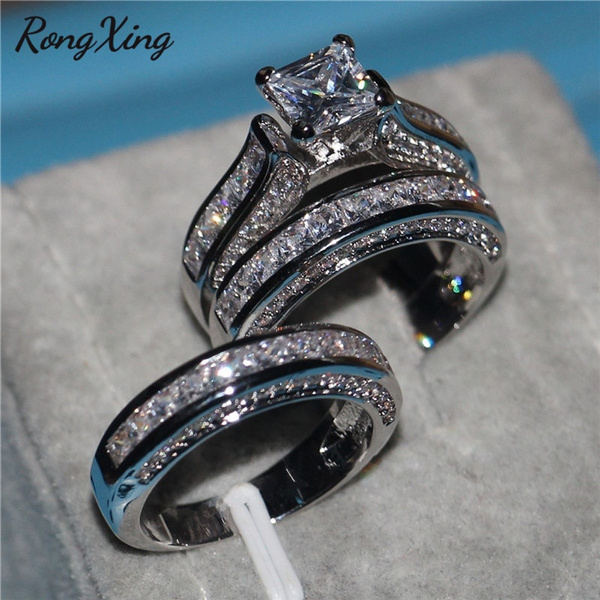 Anillo De Boda De Compromiso De Piedra Cz Mujer Hombre De Anillo De Boda De Compromiso De Piedra Cz Mujer Hombre De