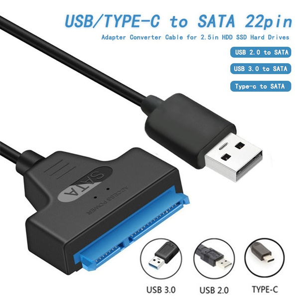 USB 3.0 Type-c SATA 3 Sata To USB 3.0 Adapter Up To Gbps Support 2.5 Inches External SSD Hard Drive 22 Pin Sata III Cable |