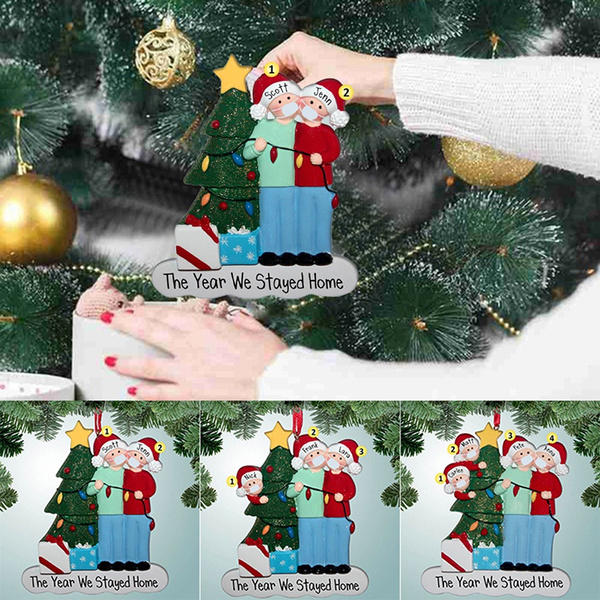 Personalized Christmas 2020 Family Santa Home Party Hanging Ornaments Xmas & 