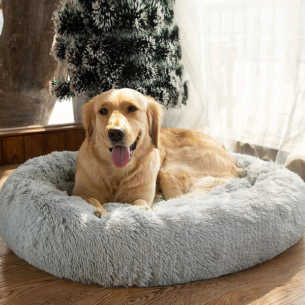 Large Medium Small Round Dog Bed For Dog Cat Winter Warm Sleeping Lounger Mat Puppy Kennel Long Plush Pet Bed Wish