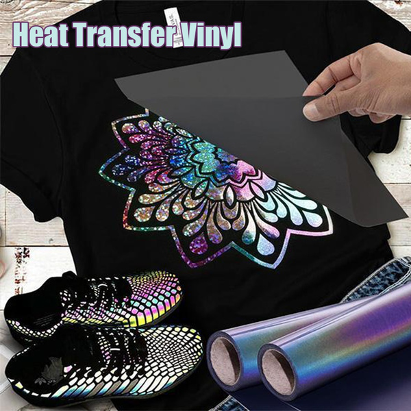 Rainbow Iron On Vinyl Reflective Heat Transfer Vinyl HTV for T