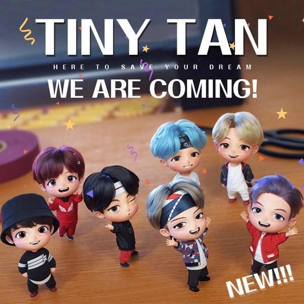 Kpop Bts Animated Character Tiny TAN Figure Set 2020 TINY TAN JUNGKOOK  JIMIN SUGA J-HOPE RM JIN V Action Figures Doll Toys 7pc Best Gifts for KPOP 