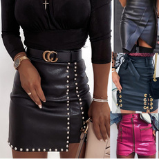 black skirt, Mini, Fashion, leather