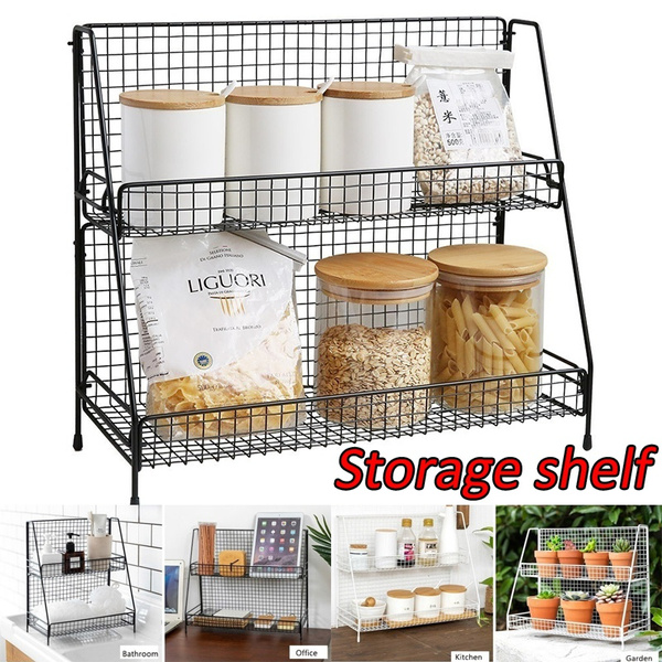 Double Layer Bathroom Organizer Storage Rack Iron Shelf Makeup