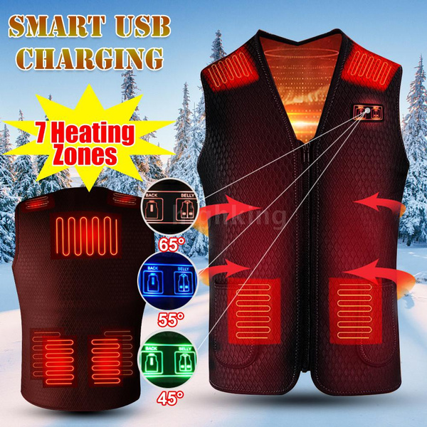 Heating Vest Warmer 3 Speeds Adjustable Temperature 7 Heating Zones USB