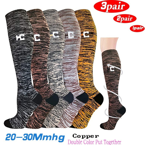 Copper Double Color Put Together Compression Socks Women & Men(1 2 