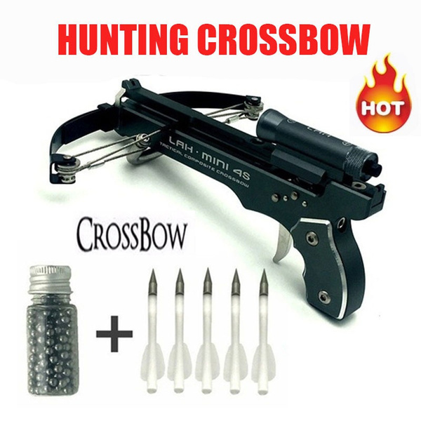 Mini Crossbow Shooting Arrow with Laser Sight& Ball Super Craft decorations（Black） LIVIQI TOY