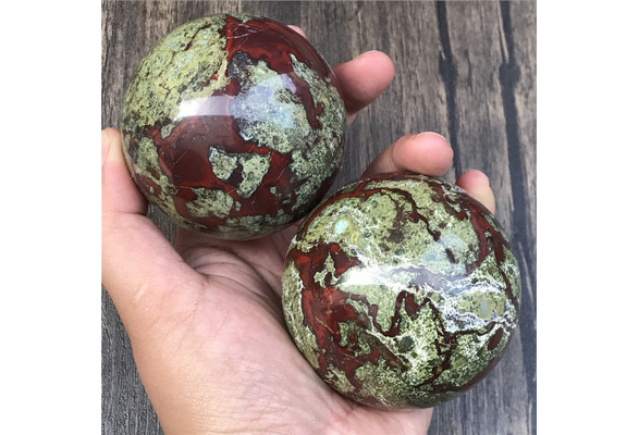 1PC Natural Blood stone Quartz sphere Crystal Ball reiki Healing 60mm+ 