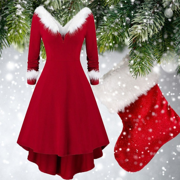 long sleeve red christmas dress