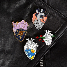 Heart, Chain, Pins, brooch
